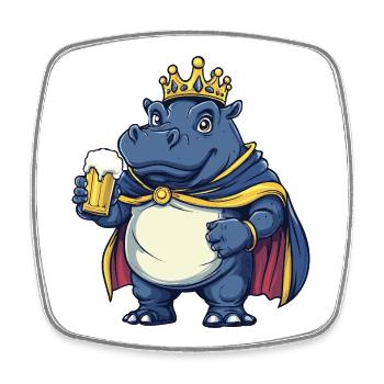 Hippo Beer King - Square fridge magnet - white - Front