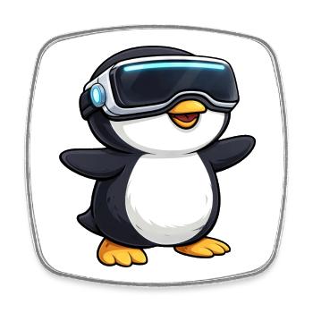 Süßer Pinguin Virtual Reality Gamer Zocker - Viereckiger Kühlschrankmagnet - Weiß - Vorne