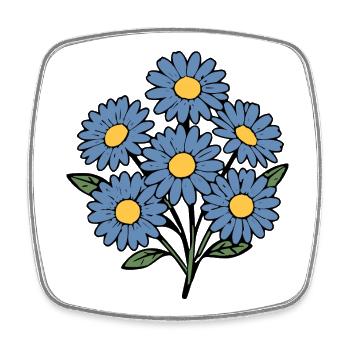Flower Blue Flowers Blossom Bouquet - Square fridge magnet - white - Front