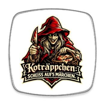 Rotkäppchen (Koträppchen) Parodie: Scheiß Märchen - Viereckiger Kühlschrankmagnet - Weiß - Vorne