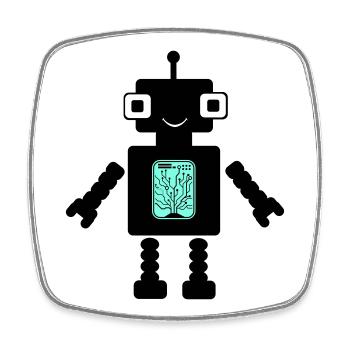 Robot Comic - Square fridge magnet - white - Front