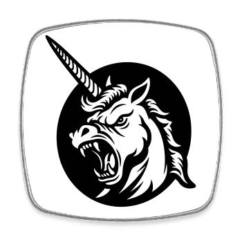 Licorne Rugissante – Tête de Licorne Agressive - Magnet carré - blanc - Devant