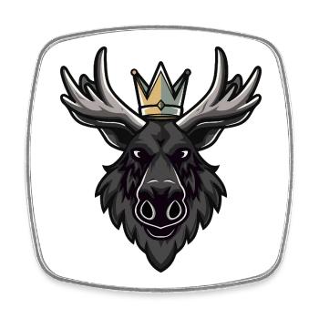 Moose Head Crown - Square fridge magnet - white - Front