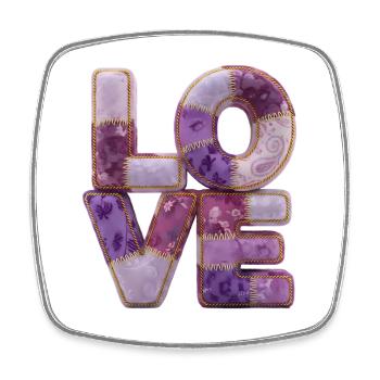 Patchwork Love Quiltlook Schriftzug - Viereckiger Kühlschrankmagnet - Weiß - Vorne