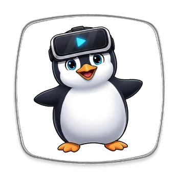 Penguin Virtual Reality Gamer Gamer VR Game - Square fridge magnet - white - Front