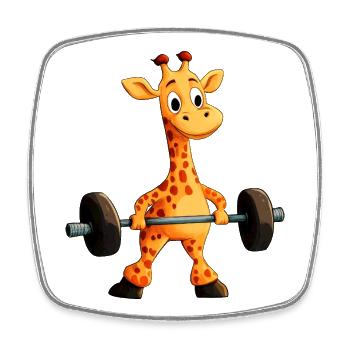 Fitness Giraffe - Viereckiger Kühlschrankmagnet - Weiß - Vorne