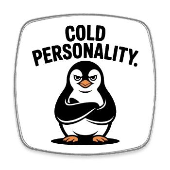 Pingouin confiant aux ailes croisées - Magnet carré - blanc - Devant