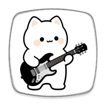 Kawaii Katze mit E-Gitarre Musik Geschenk Musiker - Viereckiger Kühlschrankmagnet - Weiß - Vorne