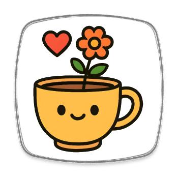 Flower Mug Smiling Mug - Square fridge magnet - white - Front