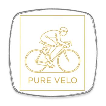Pure Velo Gold Line Radfahrer - Viereckiger Kühlschrankmagnet - Weiß - Vorne