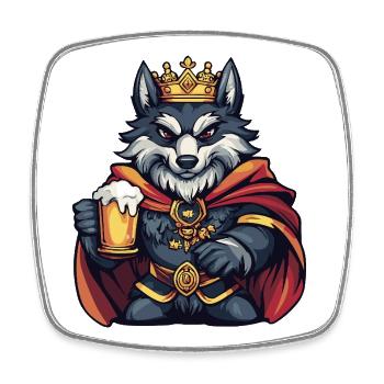 Wolf Beer King - Square fridge magnet - white - Front