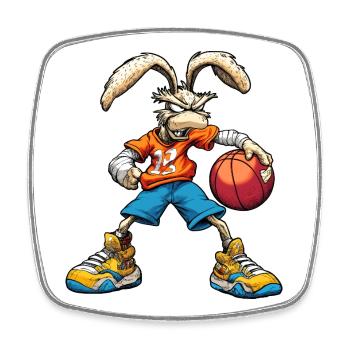 Bunny Basketball / Rabbit Baller - Square fridge magnet - white - Front