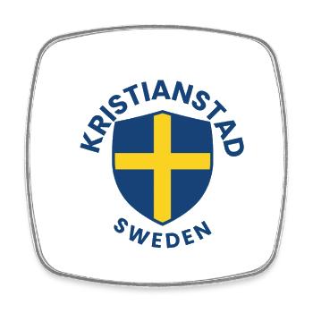 Bouclier Kristianstad avec Croix d’or - Magnet carré - blanc - Devant