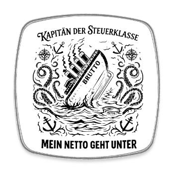 Kapitän Der Steuerklasse - Viereckiger Kühlschrankmagnet - Weiß - Vorne