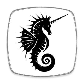 Unicorn Seahorse Silhouette - Square fridge magnet - white - Front