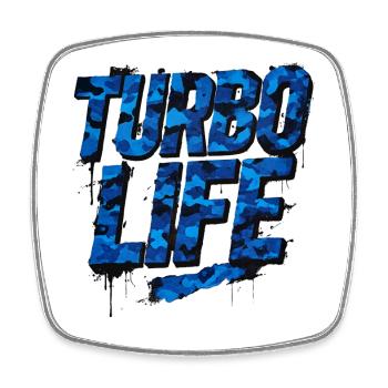Turbo Life Blue Camo Car Scene Style - Square fridge magnet - white - Front