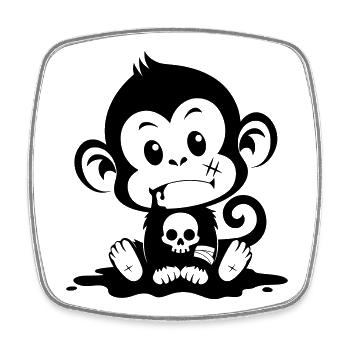 Cute monkey in creepy style - Square fridge magnet - white - Front