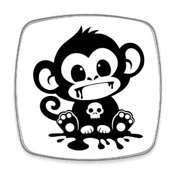 Singe Effrayant avec un Crâne - Magnet carré - blanc - Devant