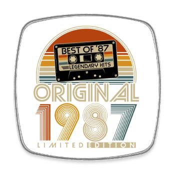 Cadeau d’anniversaire original rétro vintage de 1987 - Magnet carré - blanc - Devant