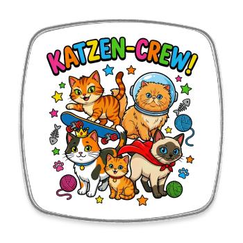 CatsCrew Skate Space - Square fridge magnet - white - Front