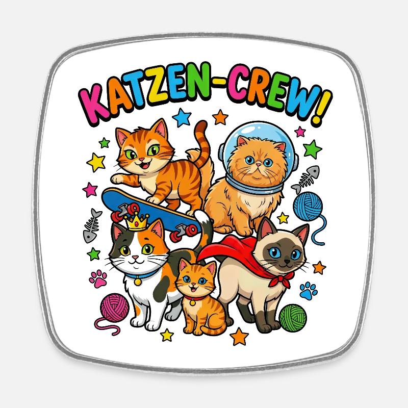 CatsCrew Skate Space - Square fridge magnet - white