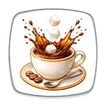 Coffee Splash Illustration with Sugar Cubes - Square fridge magnet - white - Front