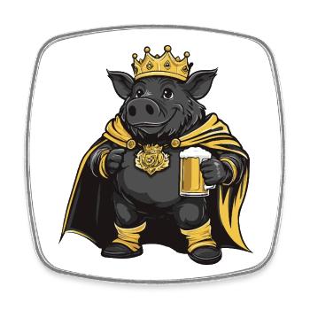 Pork Beer King Wild Boar - Square fridge magnet - white - Front