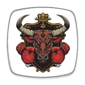 Bulle Stier Boxer MMA - Viereckiger Kühlschrankmagnet - Weiß - Vorne