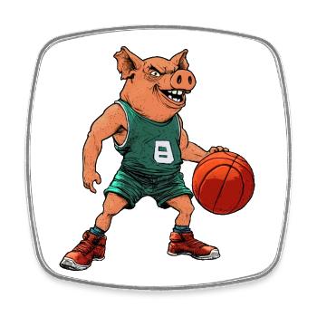 Joueuse de basket-ball Pig / Truie de basket-ball - Magnet carré - blanc - Devant