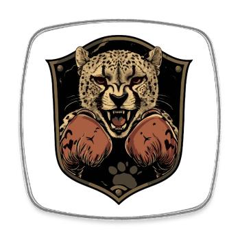 Gepard Boxer MMA - Viereckiger Kühlschrankmagnet - Weiß - Vorne