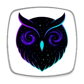 Chouette Cosmique Galaxie Rapace Nocturne - Magnet carré - blanc - Devant