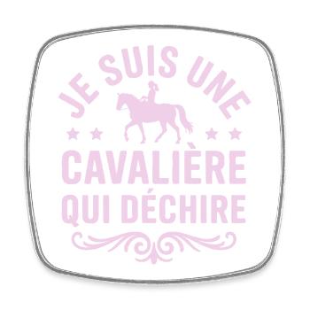 Cadeau Une cavalière équitation cheval qui déchire - Magnet carré - blanc - Devant