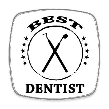 Best Dentist Tools Crest - Magnet carré - blanc - Devant