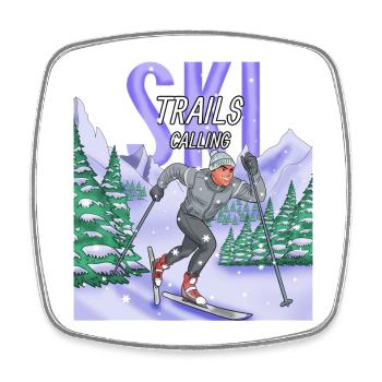 Ski Trails Calling Cross-Country Sports - Square fridge magnet - white - Front