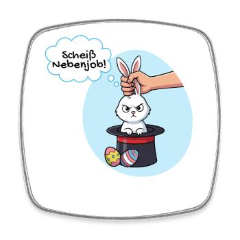 Osterhase hasst seinen Nebenjob - Viereckiger Kühlschrankmagnet - Weiß - Vorne