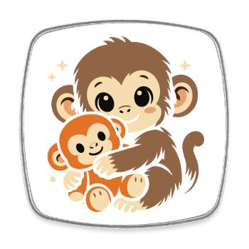 Punch Monkey Affe - Viereckiger Kühlschrankmagnet - Weiß - Vorne