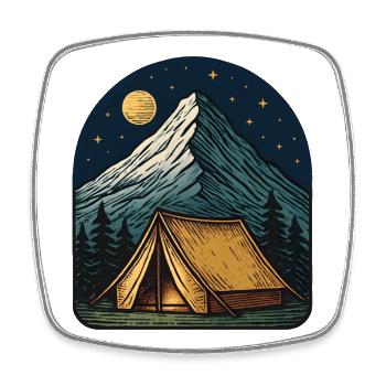 Moonlit night at the mountain tent - Square fridge magnet - white - Front