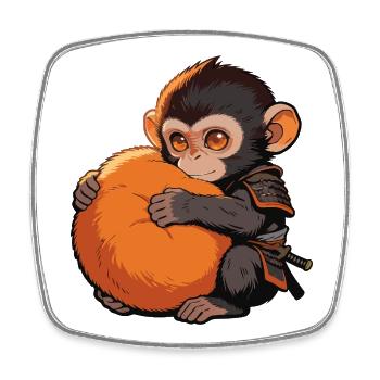 Cute Baby Monkey Gives Fist Punch Monkey Punch - Square fridge magnet - white - Front