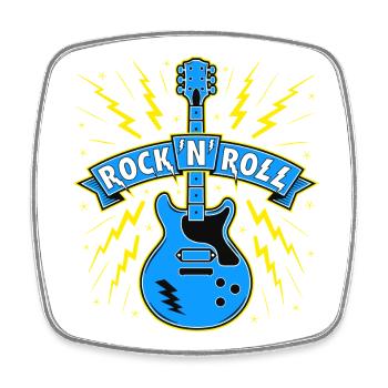 Rock 'n' Roll Gitarre - Viereckiger Kühlschrankmagnet - Weiß - Vorne