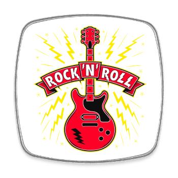 Rock 'n' Roll Gitarre - Viereckiger Kühlschrankmagnet - Weiß - Vorne