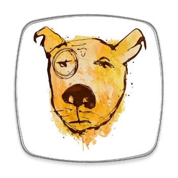 Chien aquarelle avec monocle - Magnet carré - blanc - Devant