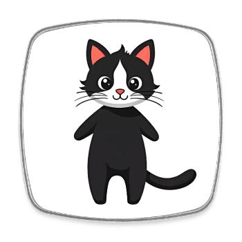 Black cat - Square fridge magnet - white - Front