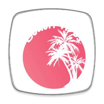 Beach Vibes Palm Sunset Design - Square fridge magnet - white - Front