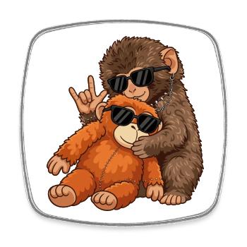 Affe Punch Rockmusik Lustig Geschenk - Viereckiger Kühlschrankmagnet - Weiß - Vorne