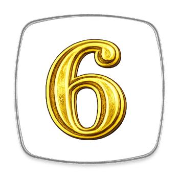 Goldene Ziffer 6 Ornament - Viereckiger Kühlschrankmagnet - Weiß - Vorne