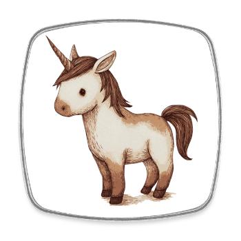 little cute unicorn - Square fridge magnet - white - Front