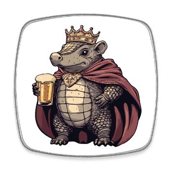 Armadillo Beer King - Square fridge magnet - white - Front
