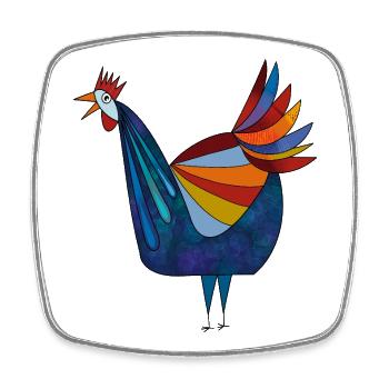 Fans de poulet - Coq - Coq - Poulet fleur - Bio - Magnet carré - blanc - Devant