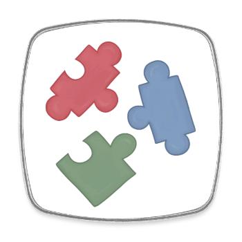 Groupe de trois casse-tête des couleurs du puzzle - Magnet carré - blanc - Devant