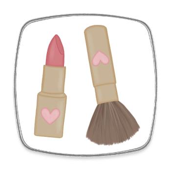 Herzlippe Lippenstift & Pinsel Charm - Viereckiger Kühlschrankmagnet - Weiß - Vorne